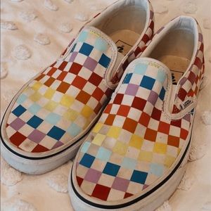 •rainbow checkered vans•